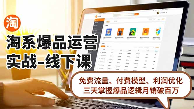 (16715期)淘系爆品运营实战-线下课,免费流量、付费模型、利润优化,三天掌握爆品逻辑月销破百万-网赚副业网