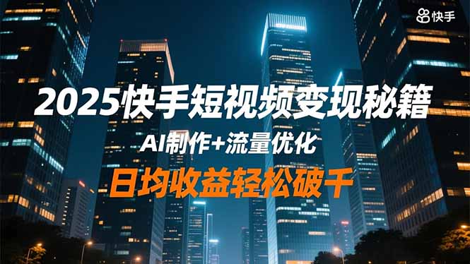 (16487期)2025快手短视频变现秘籍,AI制作+流量优化,日均收益轻松破千-网赚副业网