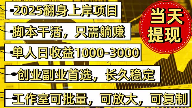 (16501期)2025翻身上岸项目脚本干活,内部客户经理内部开号,单人日收益1000-300...-网赚副业网