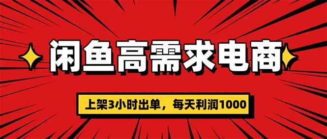 (16672期)闲鱼高利润电商,当天上架当天出单,一单利润300-网赚副业网
