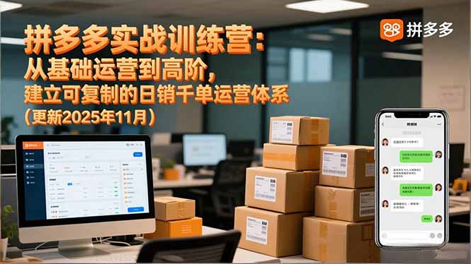 (16700期)拼多多实战训练营:从基础运营到高阶,建立可复制的日销千单运营体系(更新11月)-网赚副业网