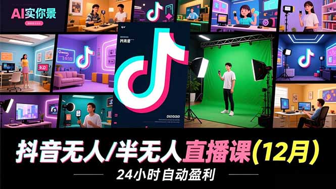 (16771期)抖音无人/半无人直播课(12月),AI实景、数字人、绿幕、多种玩法、24小时自动盈利-网赚副业网