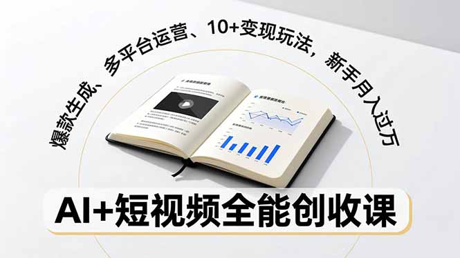 (16773期)AI+短视频全能创收课,爆款生成、多平台运营、10+变现玩法,新手月入过万-网赚副业网