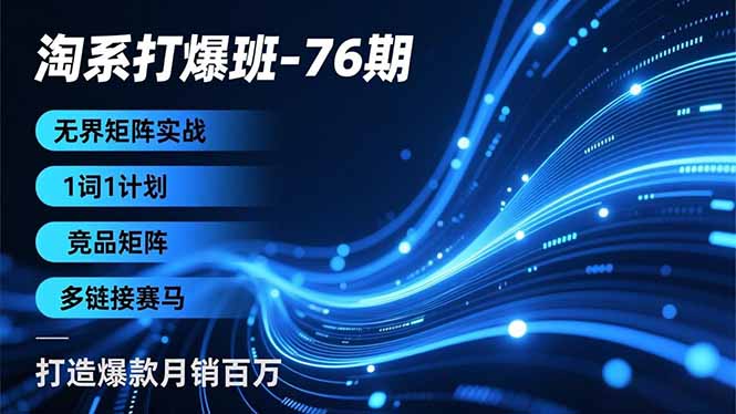 (16914期)淘系打爆班-76期,无界矩阵实战,1词1计划、竞品矩阵、多链接赛马,打造爆款月销百万-网赚副业网