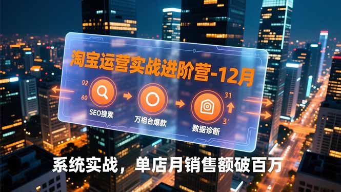 (16974期)淘宝运营实战进阶营-12月:SEO搜索、万相台爆款、数据诊断,系统实战,单店月销售额破百万-网赚副业网