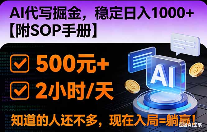 (16841期)2026风口项目,AI代写掘金,稳定日入1000+,掌握核心技能【附SOP手册】-网赚副业网