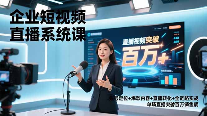 (16878期)企业短视频直播系统课,账号定位+爆款内容+直播转化+全链路实战,单场直播突破百万销售额-网赚副业网