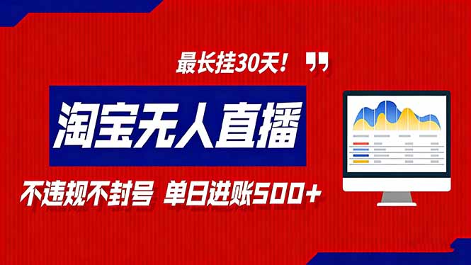 （16866期）2026淘宝无人直播带货，不违规不封号，每日收益500+，最长挂30 天！-网赚副业网