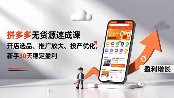 (16785期)拼多多无货源速成课,开店选品、推广放大、投产优化,新手30天稳定盈利-网赚副业网