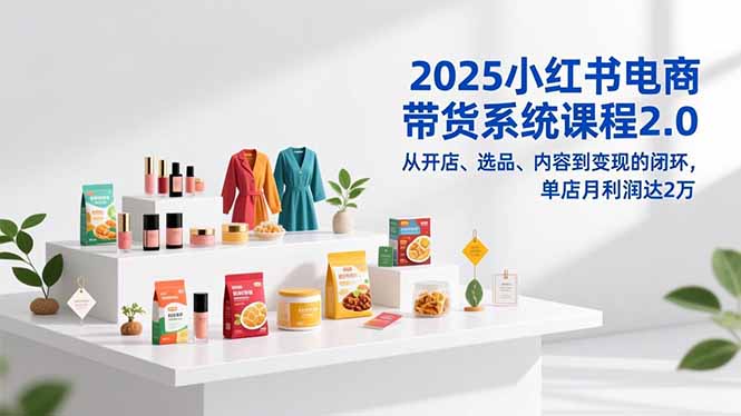 (16880期)2025小红书电商带货系统课程2.0,从开店、选品、内容到变现的闭环,单店月利润达2万-网赚副业网