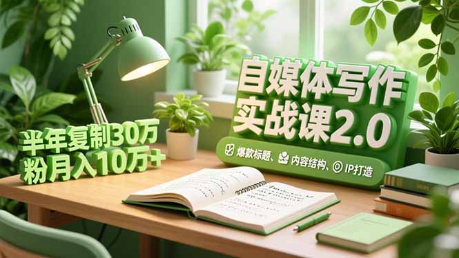 (16734期)自媒体写作实战课2.0,爆款标题、内容结构、IP打造,半年复制30万粉月入10万+-网赚副业网