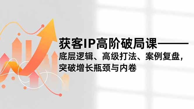 (16804期)获客IP高阶破局课,底层逻辑、高级打法、案例复盘,突破增长瓶颈与内卷-网赚副业网