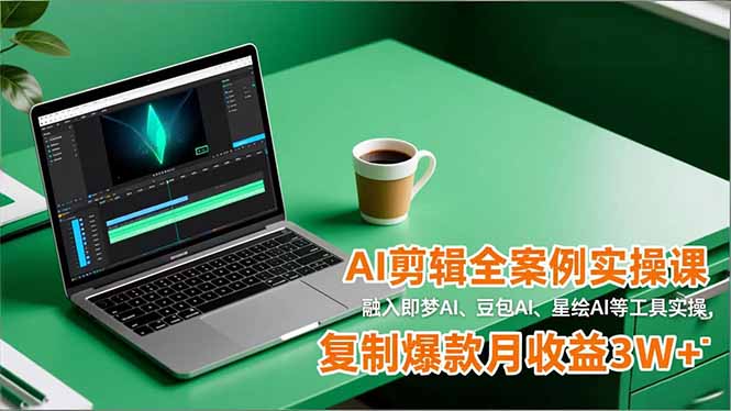 (16770期)AI剪辑全案例实操课,融入即梦AI、豆包AI、星绘AI等工具实操,复制爆款月收益3W+-网赚副业网