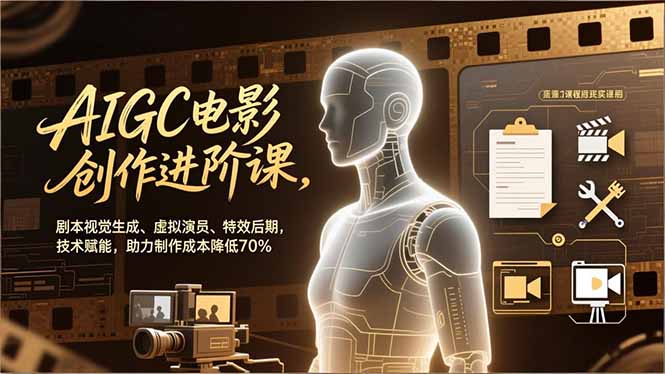 (16939期)AIGC电影创作进阶课,剧本视觉生成、虚拟演员、特效后期,技术赋能,助力制作成本降低70%-网赚副业网