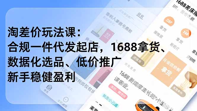 (16854期)淘差价玩法课:合规一件代发起店,1688拿货、数据化选品、低价推广,新手稳健盈利(更新12月)-网赚副业网