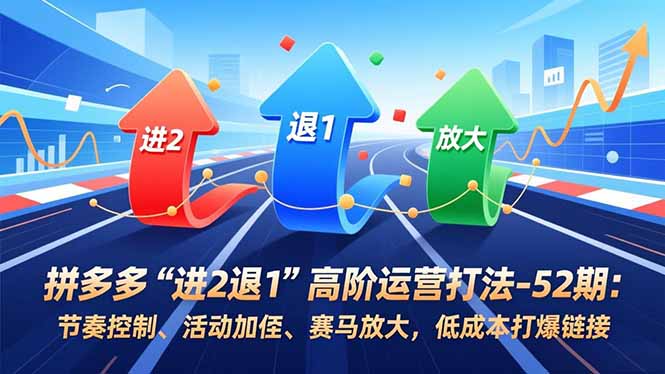 (16768期)拼多多“进2退1”高阶运营打法-52期:节奏控制、活动加权、赛马放大,低成本打爆链接-网赚副业网