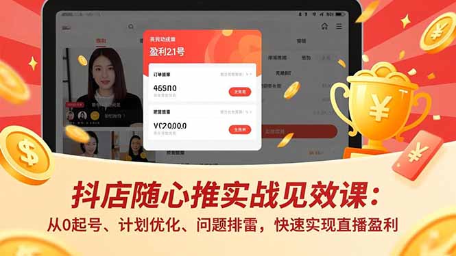 （16726期）抖店随心推实战见效课：从0起号、计划优化、问题排雷，快速实现直播盈利-网赚副业网