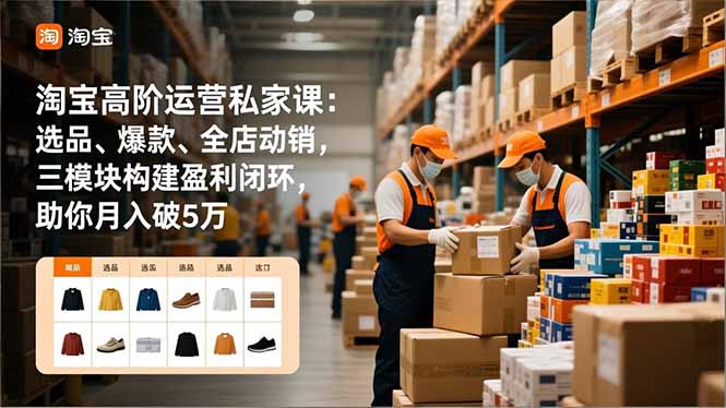 (16865期)淘宝高阶运营私家课:选品、爆款、全店动销,三模块构建盈利闭环,助你月入破5万-网赚副业网