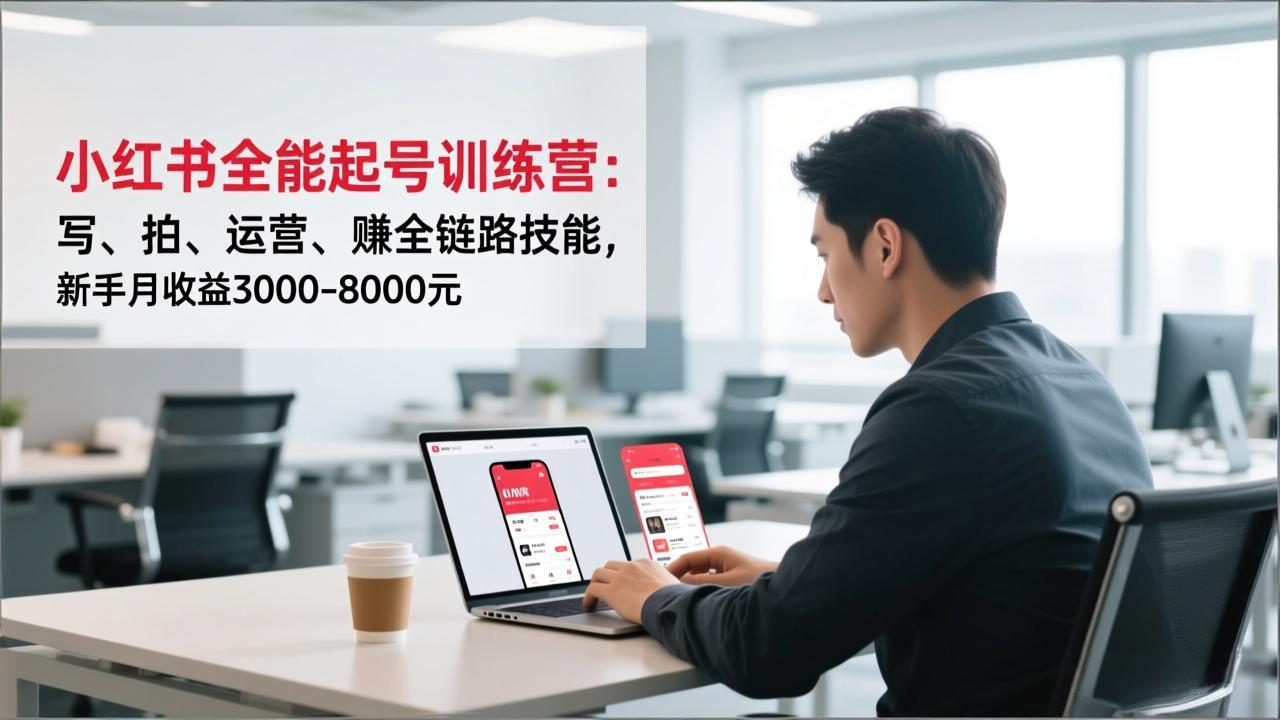 (16836期)小红书全能起号训练营:写、拍、运营、赚全链路技能,新手月收益3000-8000元-网赚副业网