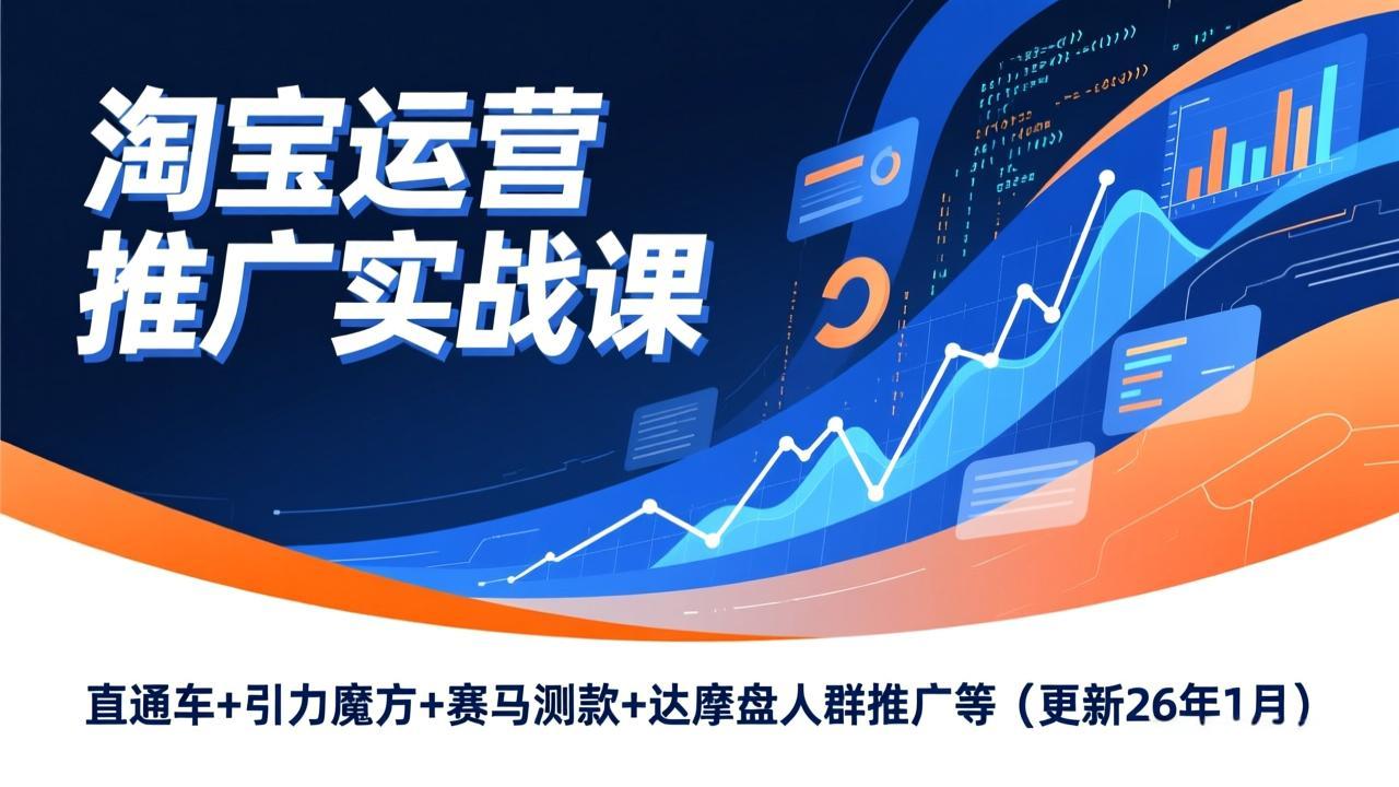 （17200期）淘宝运营推广实战课，直通车+引力魔方+赛马测款+达摩盘人群推广等（更新26年1月）-网赚副业网