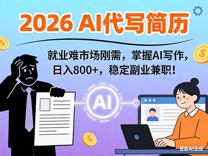 (17119期)AI代写简历,超暴利,用万能模板月入1-3万实战教程,2026年市场刚需!-网赚副业网