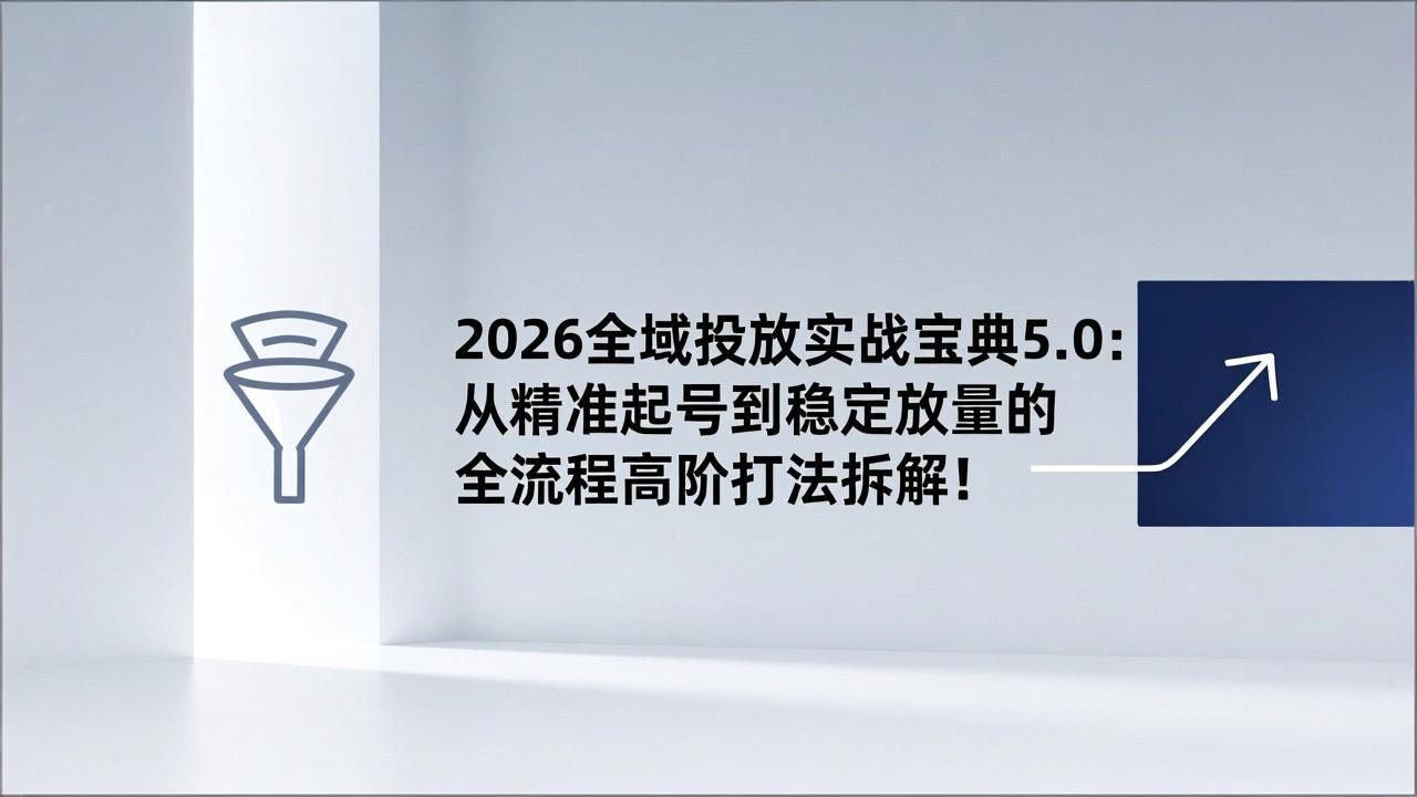 （17156期）2026全域投放实战宝典5.0：从精准起号到稳定放量的全流程高阶打法拆解！-网赚副业网