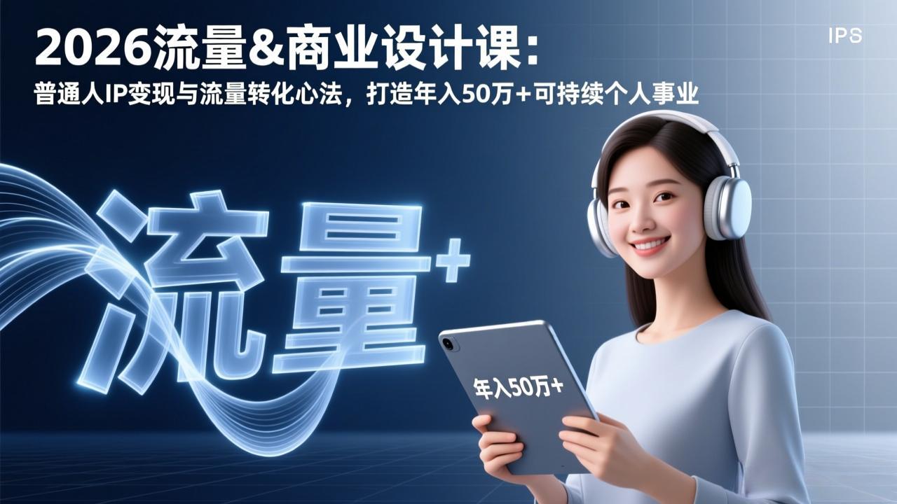 (17246期)2026流量&商业设计课:普通人IP变现与流量转化心法,打造年入50万+可持续个人事业-网赚副业网