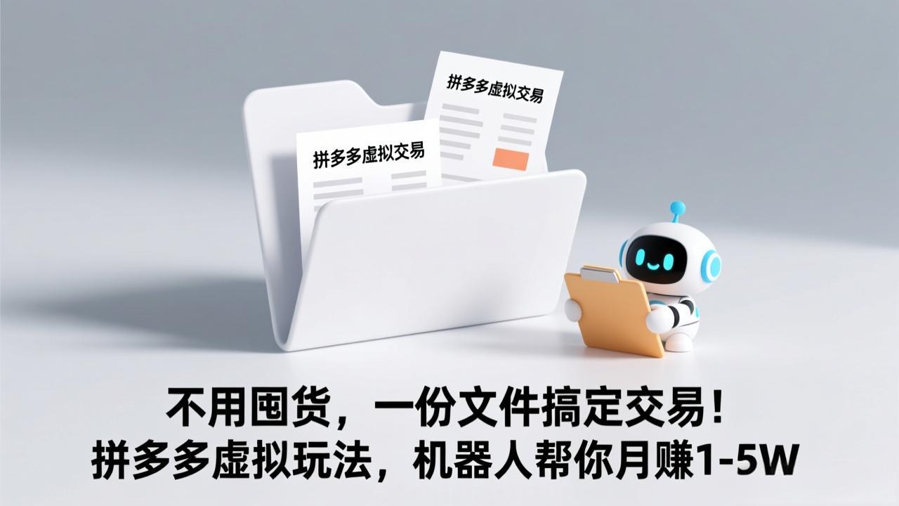 (17265期)不用囤货,一份文件搞定交易!拼多多虚拟玩法,机器人帮你月赚 1-5W-网赚副业网