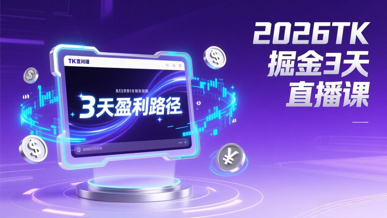 (17147期)2026TK掘金直播课,起号涨粉+直播带货+商单变现+3天打通盈利路径,月入过万美金-网赚副业网