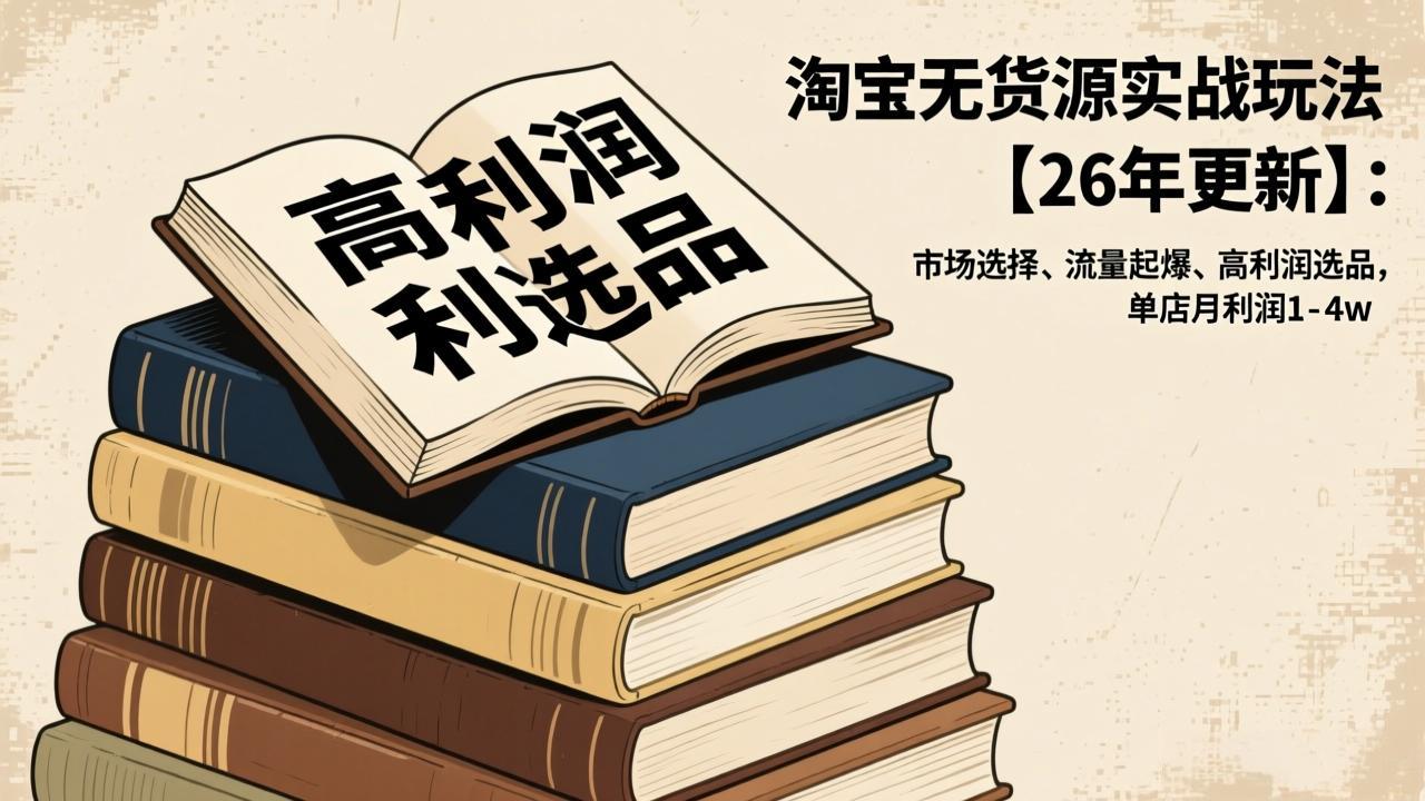 (17046期)淘宝无货源实战玩法【26年更新】:市场选择、流量起爆、高利润选品,单店月利润1-4w-网赚副业网