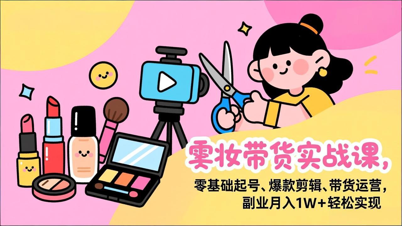 (17189期)美妆带货实战课,零基础起号、爆款剪辑、带货运营,副业月入1W+轻松实现-网赚副业网