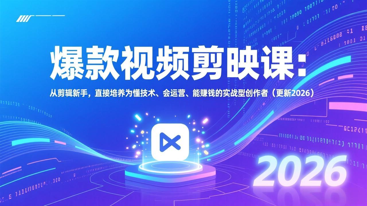 （17232期）爆款视频剪映课：从剪辑新手，直接培养为懂技术、会运营、能赚钱的实战型创作者（更新2026）-网赚副业网