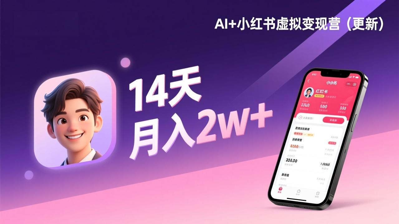 (17275期)AI+小红书虚拟变现营(更新),14天掌握选品、笔记、成交,打造自动化月入2w+事业-网赚副业网