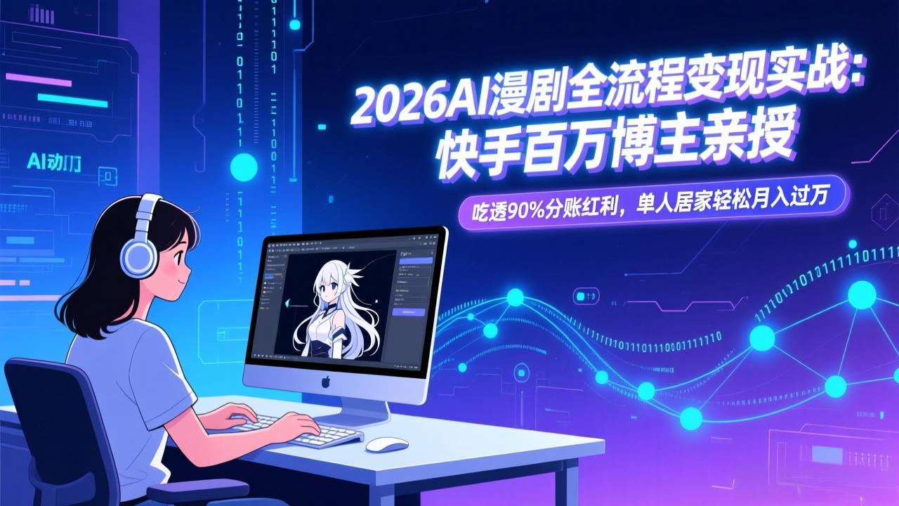 (17266期)2026AI漫剧全流程变现实战:快手百万博主亲授,吃透90%分账红利,单人居家轻松月入过万-网赚副业网