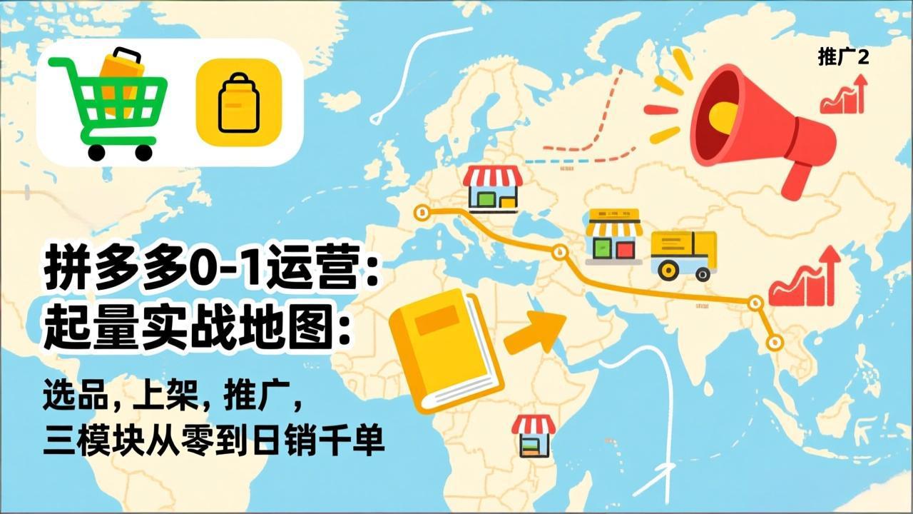 (17085期)拼多多0-1运营:起量实战地图:选品,上架,推广,三模块从零到日销千单-网赚副业网