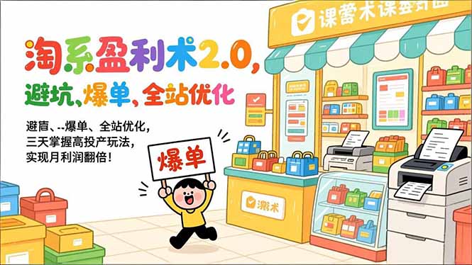 （17127期）淘系盈利术2.0，避坑、爆单、全站优化，三天掌握高投产玩法，实现月利润翻倍！-网赚副业网
