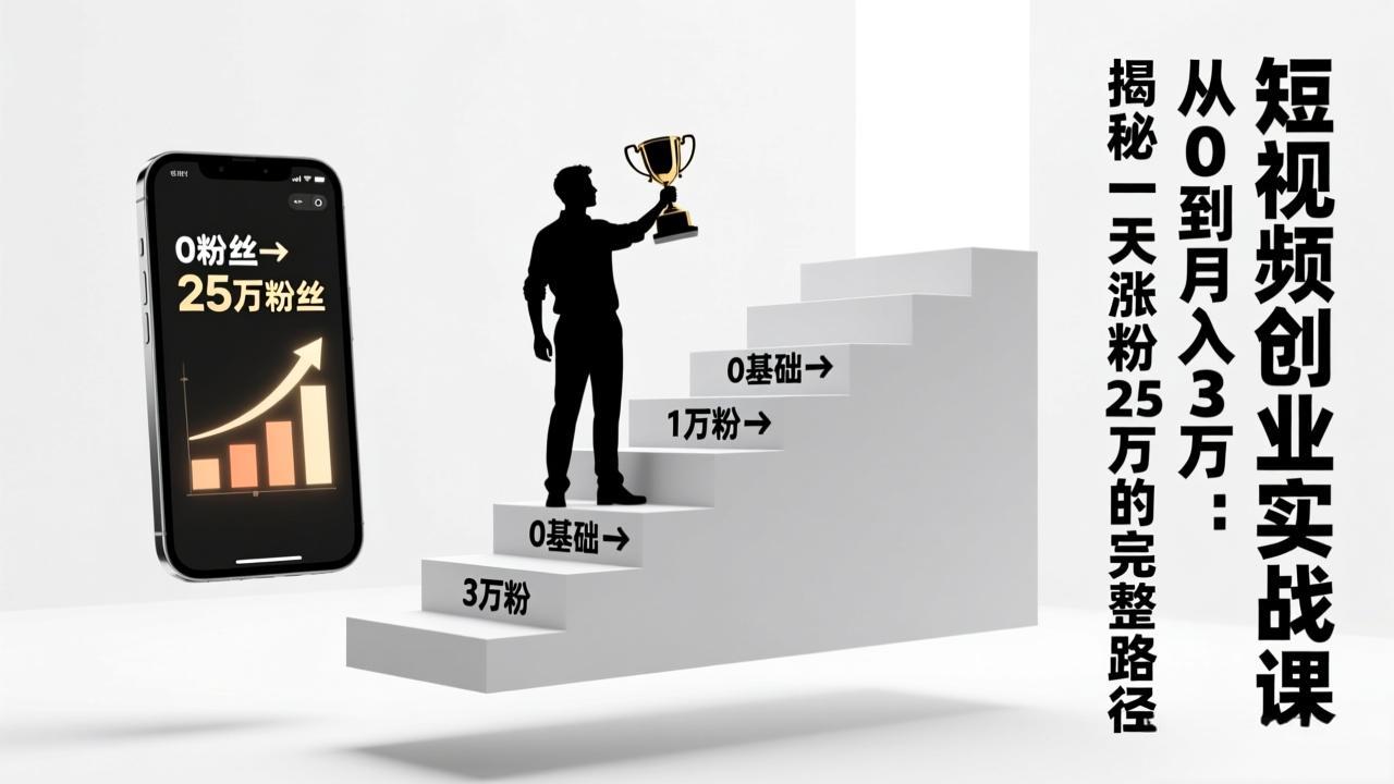 (17221期)短视频创业实战课:从0到月入3万:揭秘一天涨粉25万的完整路径-网赚副业网