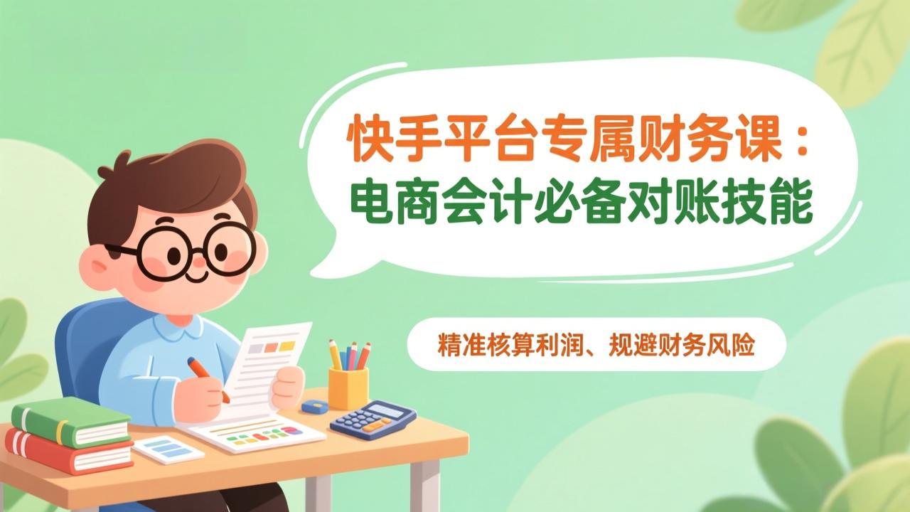 (17167期)快手平台专属财务课:电商会计必备对账技能,精准核算利润、规避财务风险-网赚副业网