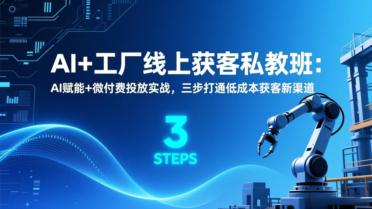 (17175期)AI+工厂线上获客私教班:AI赋能+微付费投放实战,三步打通低成本获客新渠道-网赚副业网