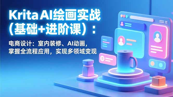 (17023期)Krita AI绘画实战(基础+进阶课):电商设计、室内装修、AI动画,掌握全流程应用,实现多领域变现-网赚副业网