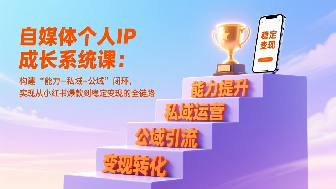 (17192期)自媒体个人IP成长系统课:构建“能力-私域-公域”闭环,实现从小红书爆款到稳定变现的全链路-网赚副业网