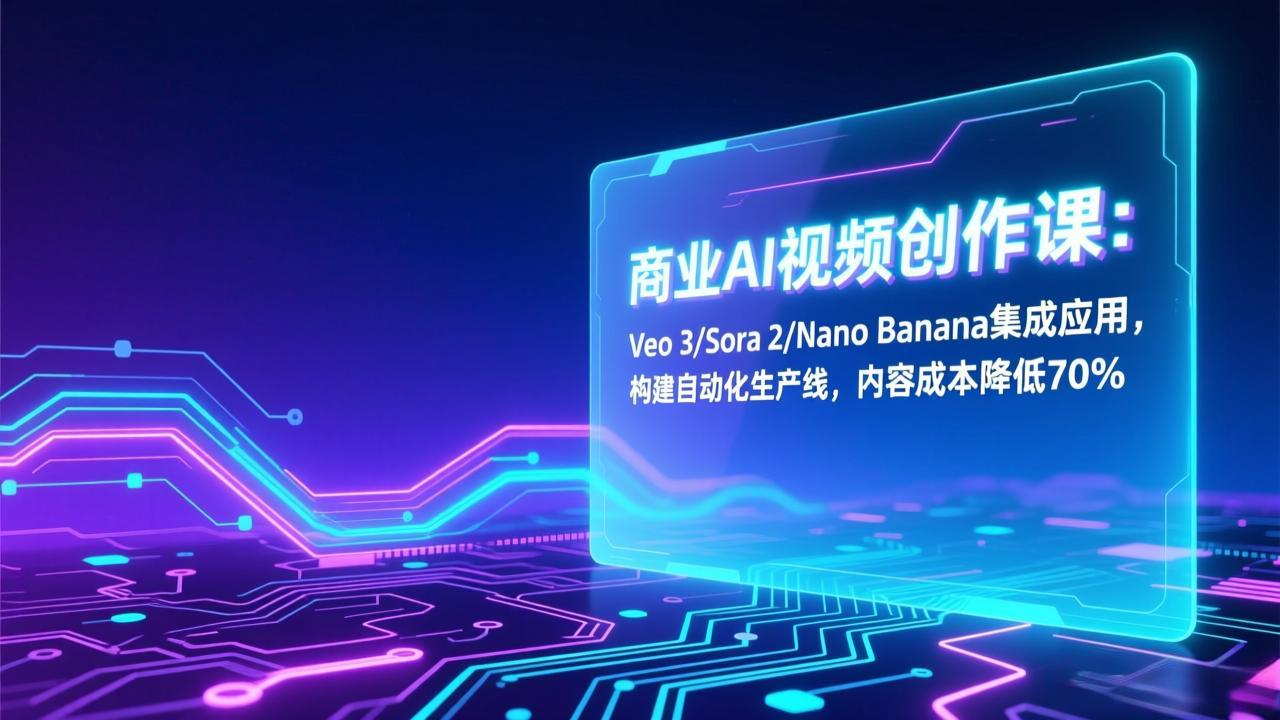 (17070期)商业AI视频创作课:Veo 3/Sora 2/Nano Banana集成应用,构建自动化生产线,内容成本降低70%-网赚副业网