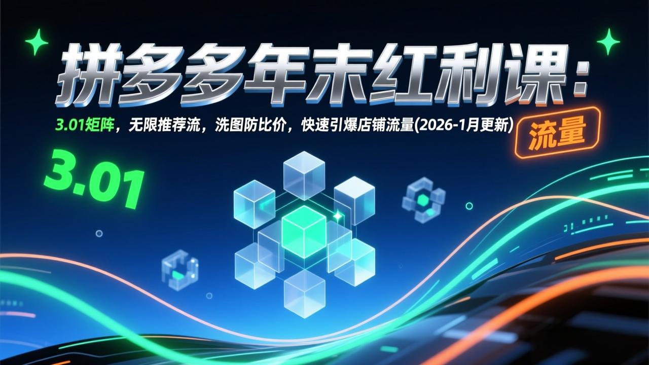 (17100期)拼多多年末红利课:3.01矩阵,无限推荐流,洗图防比价,快速引爆店铺流量(2026-1月更新)-网赚副业网