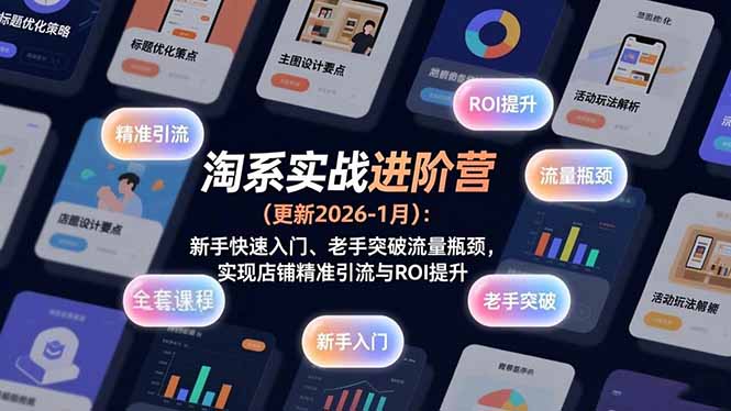 (17076期)淘系实战进阶营(更新2026-1月):新手快速入门、老手突破流量瓶颈,实现店铺精准引流与ROI提升-网赚副业网