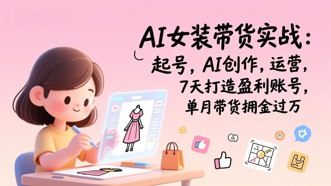 (17088期)AI女装带货实战:起号,AI创作,运营,7天打造盈利账号,单月带货佣金过万-网赚副业网