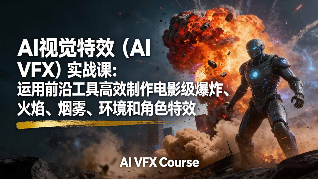 (17212期)AI视觉特效(AI VFX)实战课:运用前沿工具高效制作电影级爆炸、火焰、烟雾、环境和角色特效-网赚副业网