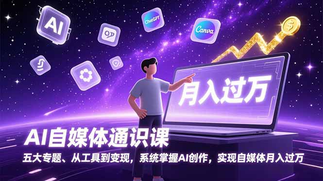 (17035期)AI自媒体通识课,五大专题、从工具到变现,系统掌握AI创作,实现自媒体月入过万-网赚副业网