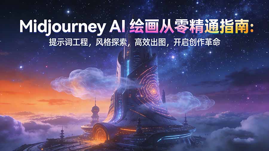 （17118期）Midjourney AI绘画从零精通指南：提示词工程，风格探索，高效出图，开启创作革命-网赚副业网