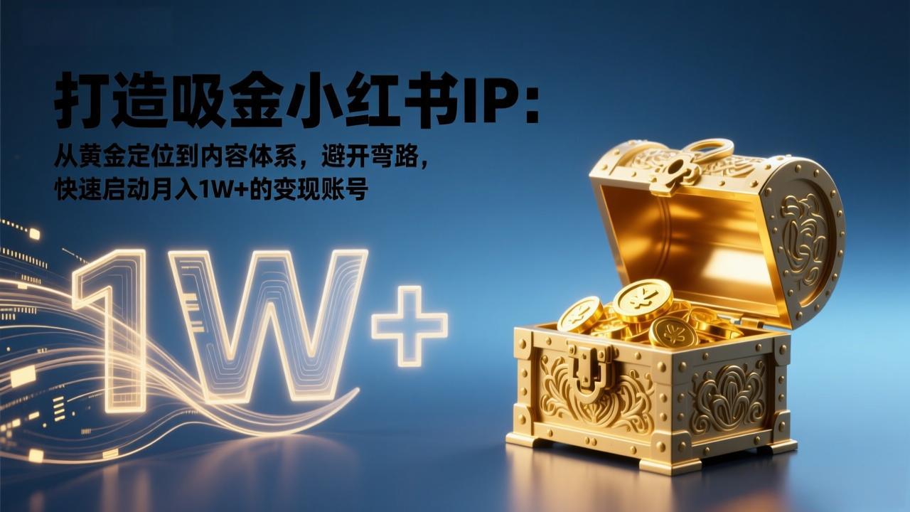 (17227期)打造吸金小红书IP:从黄金定位到内容体系,避开弯路,快速启动月入1W+的变现账号-网赚副业网