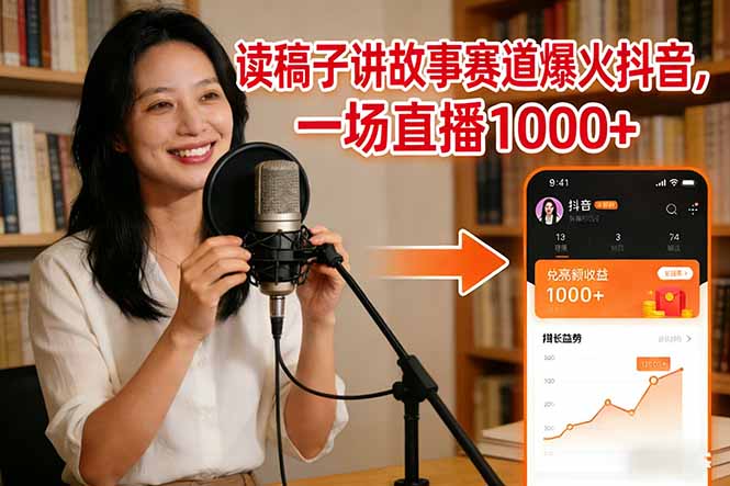 (17073期)读稿子讲故事赛道爆火抖音,一场直播日入1000+-网赚副业网